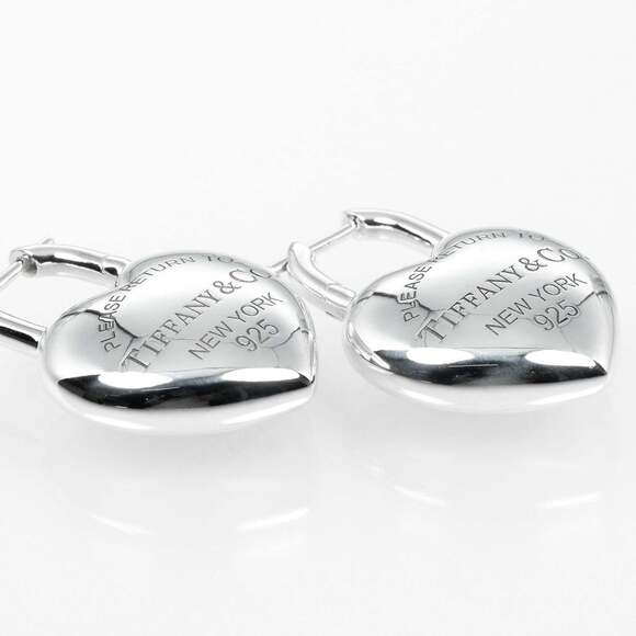 TIFFANY Silver Heart Earrings - Picture 5 of 7